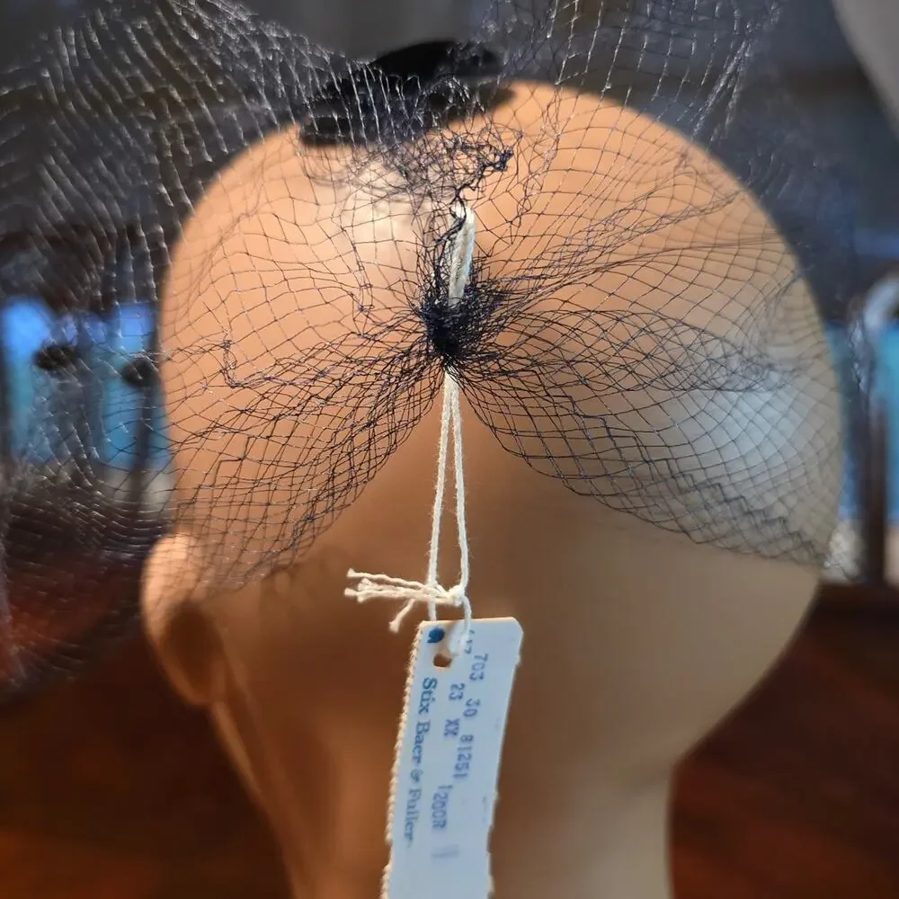 1950's black birdcage veil headpiece WITH ORIGINAL TAGS!